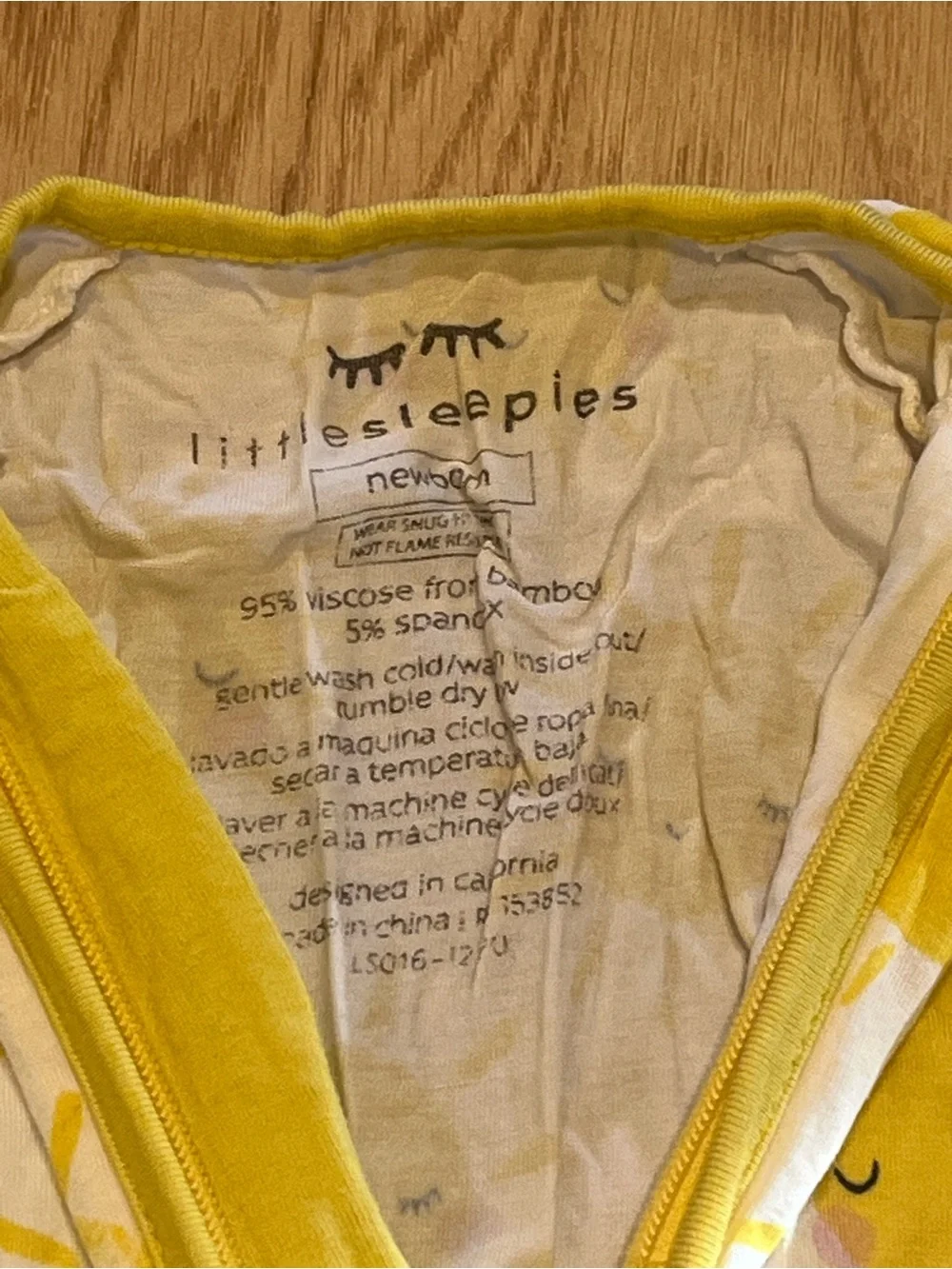 Little Sleepies Yellow Bamboo Sunshine Zippy Footed Onesie - Picture 4 of 4